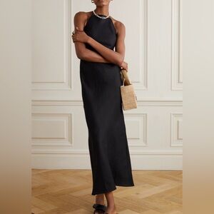 Reformation Selia Linen Black Open Back Dress